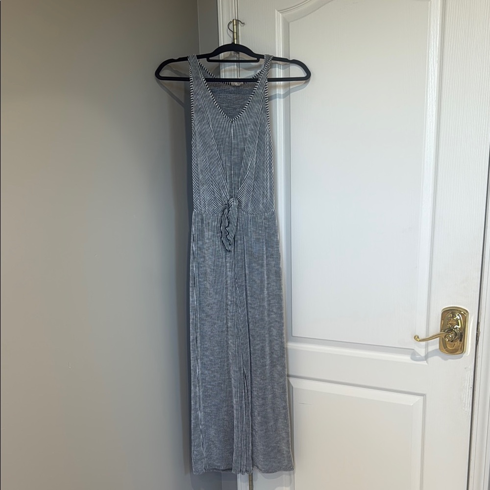 White/Grey and Black Sleeveless Jumpsuit